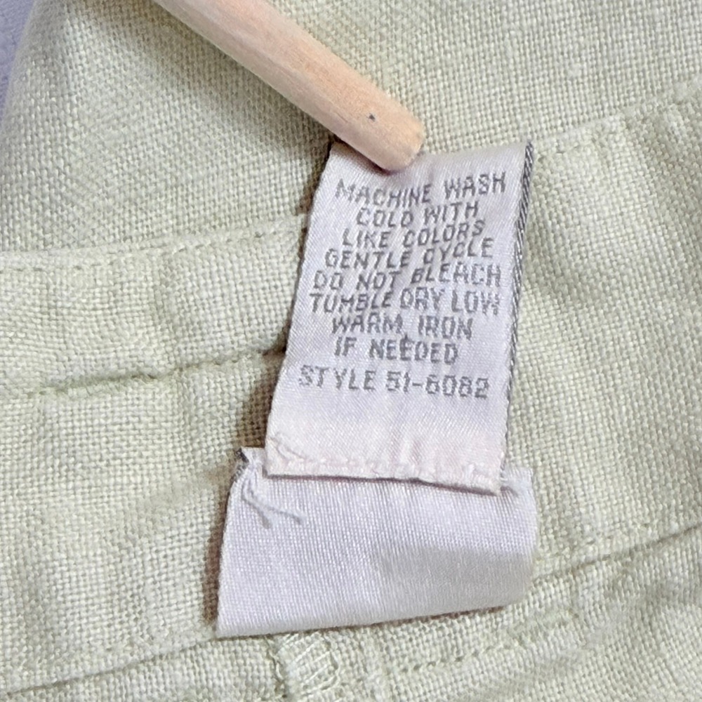 J. Jill Women Pants 10 Pale Lime Green 100% Linen Coastal Minimalist Lagenlook - Picture 8 of 9